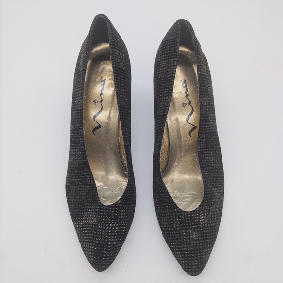 Vintage Nina Sz 10  Black Sparkle Women's Heels - Picture 4 of 9